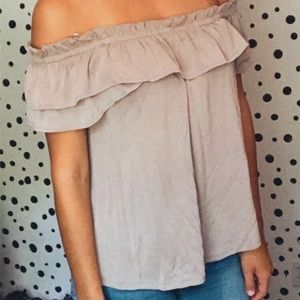 Sienna sky off shoulder sand color top